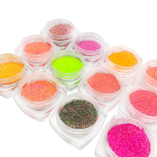 Set of bright MELANGE-colored sand in jars Nail decorations 12 jars, KIT090, 19245, Decor,  Health and beauty. All for beauty salons,All for a manicure ,All for nails, buy with worldwide shipping