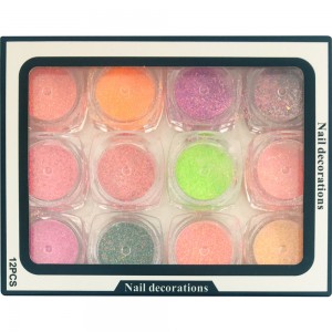  A set of bright MELANGE - colorful sand in jars Nail decorations 12 jars