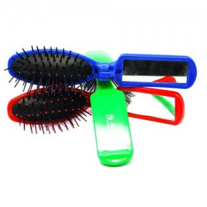  Folding massage comb with mirror (straight)