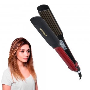 Flat iron SN-826T corrugated 80W, tourmaline coating, safe styling, basal volume, corrugated styling, ergonomic design