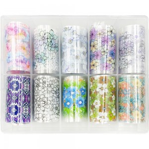 Set of wide foil for nail design 50 cm 10 pcs SPRING, MAS087