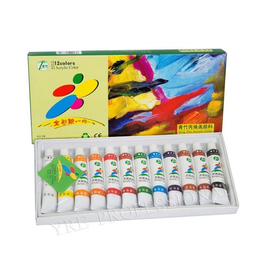 Set de peinture acrylique 12 couleurs x 12 ml-18960-Поставщик-Décoration et conception dongles