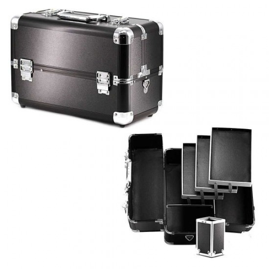 Koffer aluminium 109 mat zwart-61051-Trend-Masterkoffers, manicuretassen, make-uptassen
