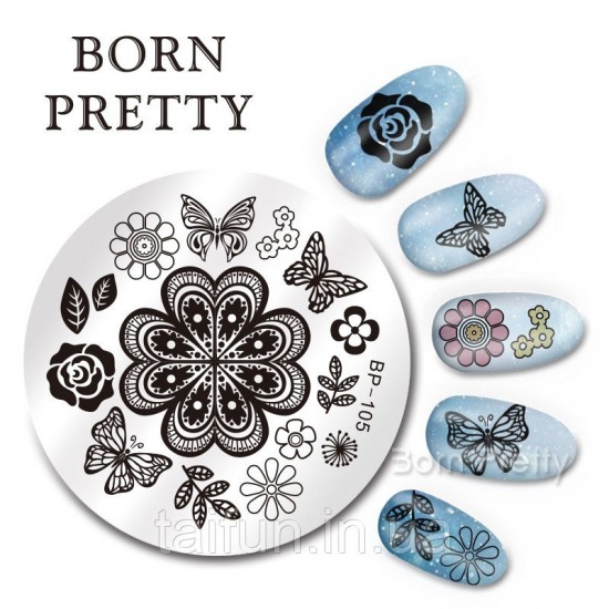 Plate for stamping Born Pretty Flower BP-105, 63766, Stamping Born Pretty,  Health and beauty. All for beauty salons,All for a manicure ,Decor and nail design, buy with worldwide shipping