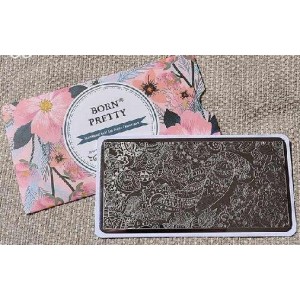 Stamping plate Flowers, leaves, bird in graphics, for nail art (BP-L069)