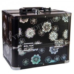 Suitcase aluminum 2820 black with flowers