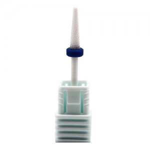 Nozzle voor frees (keramiek), de zachtste, conische, cutter voor manicure, medium hardheid, blauw