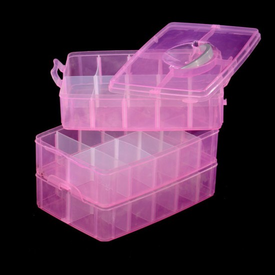 Transformador de caixa grande de plástico para 30 seções de cor aleatória - ROSA ou PÊSSEGO. Tamanho 31*18*24 cm 0-KKB09-18967-Китай-Porta-copos e organizadores