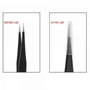 STRAIGHT black lidan eyelash extension tweezers Model H-16, LAK045