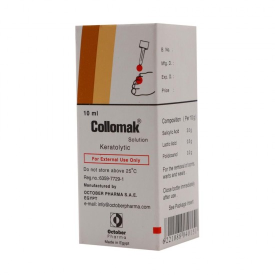 Preparat keratolityczny Collomak 10 ml, przeciw brodawkom, kłykcinom, odciskom, Kwas salicylowy-952742244-Ubeauty-Opieka