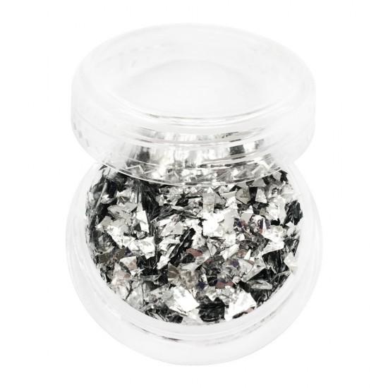 Mica in a jar SILVER. Full to the brim and convenient for the master container. Factory packaging-18024-China-Decor and nail design