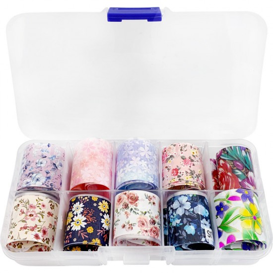Foil set for nail art 50 cm 10 PCs WINTER FLOWERS, MAS078, 17657, Foil,  Health and beauty. All for beauty salons,All for a manicure ,All for nails, buy with worldwide shipping