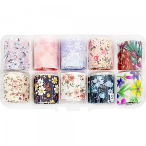  Nail art foil set 50 cm 10 pcs WINTER FLOWERS ,MAS078