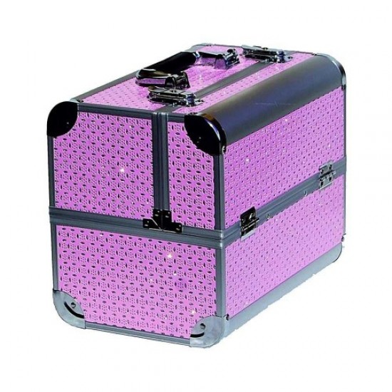 Walizka aluminiowa 740 (różowe/owalne kamienie)-61150-Trend-Etui i walizki