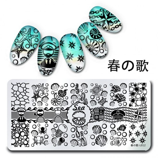 Plates for stamping Born Pretty Sea Shell Harunouta L012, 63828, Stamping Born Pretty,  Health and beauty. All for beauty salons,All for a manicure ,Decor and nail design, buy with worldwide shipping