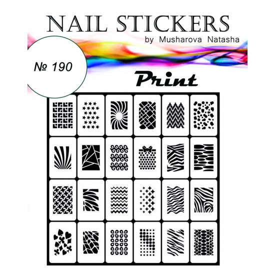 Sjablonen voor nagels Afdrukken-tagore_Принт №190-TAGORE-Airbrush voor nagels Nail Art