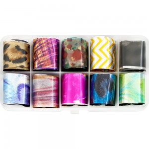  Nail art foil set 50 cm. 10 pcs MIX ,MAS078