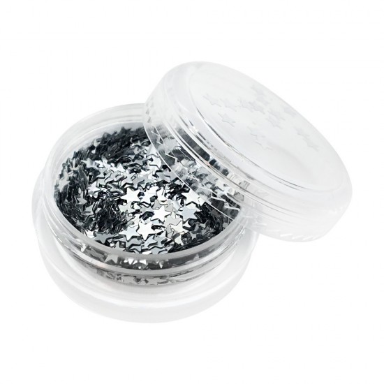 Silver Stars 3 mm. In handy packaging. Factory packaging 1 g.-19271-China-Decor and nail design