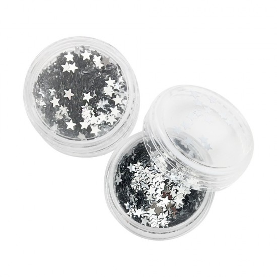 Silver Stars 3 mm. In handy packaging. Factory packaging 1 g.-19271-China-Decor and nail design