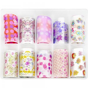  Set of wide foil for nail design 50 cm 10 pcs PINK MIX, MAS087