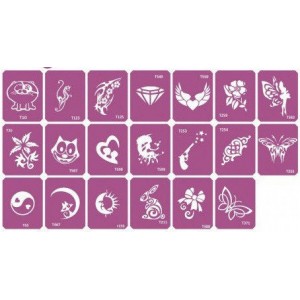 Set of stencils for bio-tattoo Mix-2 20 pcs.