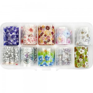  Nail art foil set 50 cm 10 pcs SUMMER FLOWERS ,MAS078