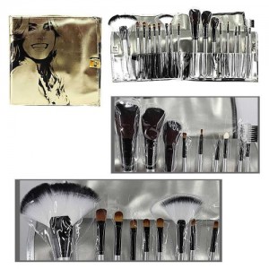  Set de brochas de maquillaje 18pcs dorado (niña)