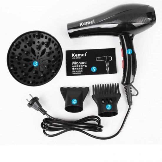 Secador de cabelo 8892-KM 2 em 1, secador de cabelo, para modelar, com ar frio, potência 1800W-60900-China-Tudo para manicure