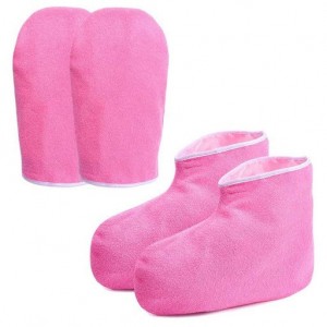 Set badstof wanten en sokken voor paraffinetherapie (2 stuks) roze