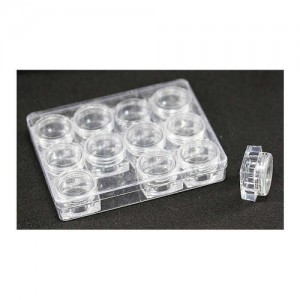  Set aus transparenten Gläsern 3 g 12 Stück/Packung (quadratischer Boden)