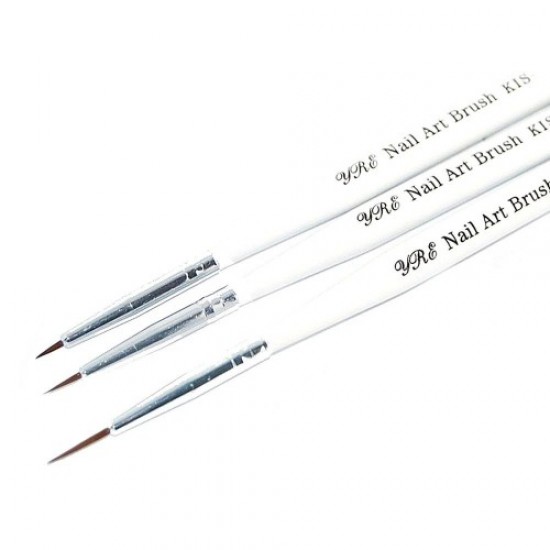 Set van 3 penselen om te schilderen (witte korte steel)-59078-China-Penselen