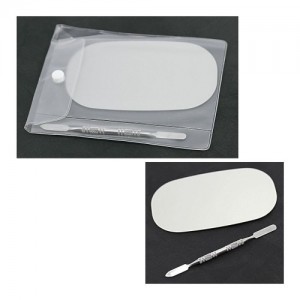 Metal palette with pusher blade Oval