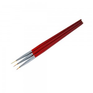  A set of thin brushes for painting with RED handles 3 pcs