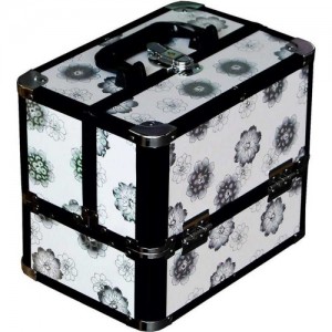 Suitcase aluminum 2820 white with flowers