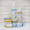 Conjunto de 4 productos depilatorios, Exfoliante corporal, Gel depilatorio, Loción después de la depilación, para el cabello encarnado-19835-Партнер-Depilación