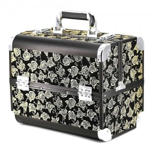 Koffer (zwart met rozen)