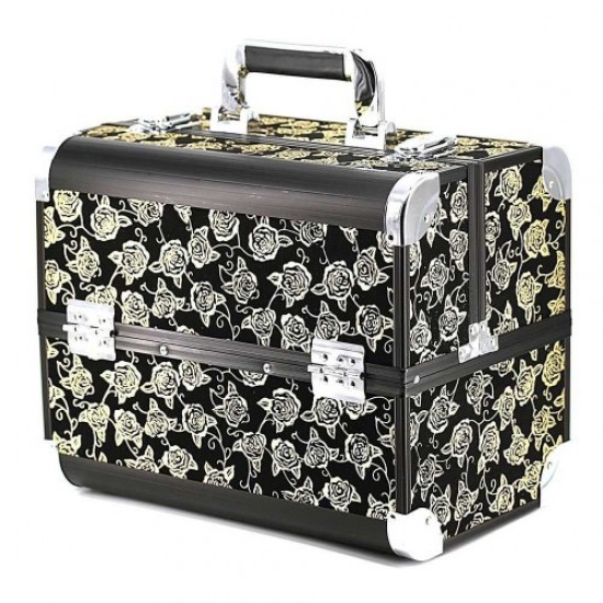 Koffer (zwart met rozen)-61180-Trend-Koffers en koffers