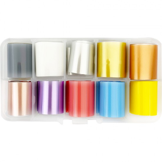 Set of foil for nail art 50 cm 10 PCs MATTE MULTICOLORED, MAS078, 17653, Foil,  Health and beauty. All for beauty salons,All for a manicure ,All for nails, buy with worldwide shipping