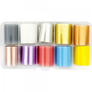  Nail art foil set 50 cm 10 pcs MATTE MULTI-COLORED ,MAS078