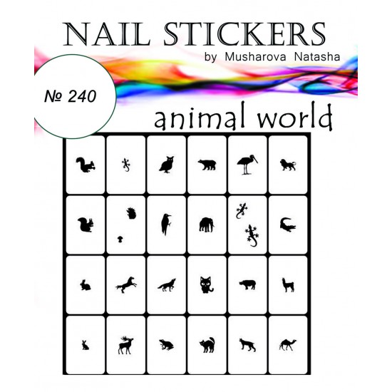 Sjablonen voor nagels ???????? ???-tagore_Животный мир №240-TAGORE-Airbrush voor nagels Nail Art