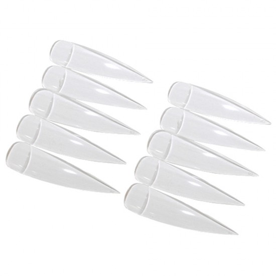 Set van 12 transparante stiletten met tips, KOD025-T02925-17770-Ubeauty Decor-Tips, formulieren voor nagels