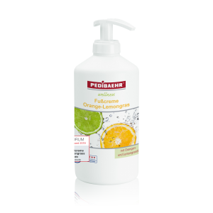 Voetcrème met sinaasappel- en limoenolie 500 ml Pedibaehr voor de verzorging van de droge huid