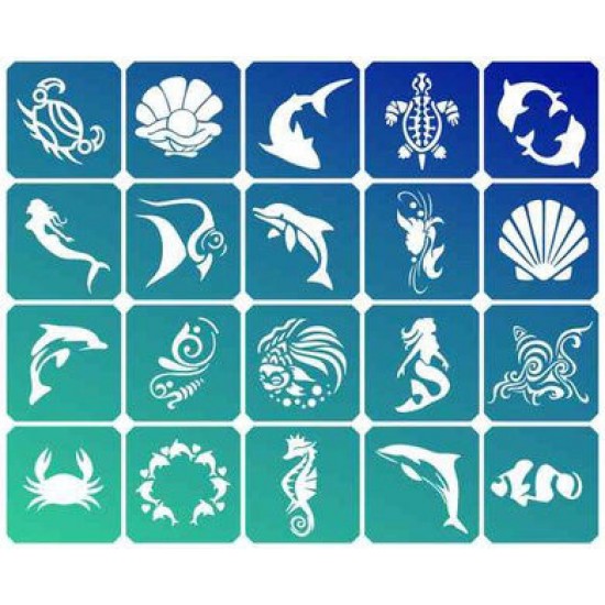 Set stencils voor bio-tattoo Sea 20 st.-tagore_Sea-TAGORE-LICHAAMSKUNST