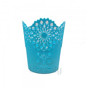 Brush holder plastic round (glass), blue