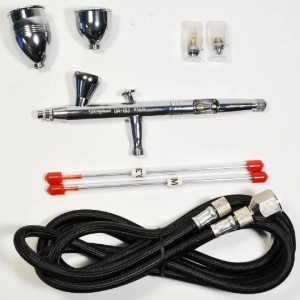 Aerógrafo Uairbrush UA-183K, com bocal cônico autocentrante 0,3/0,5/0,8 milímetro com alimentação superior da pintura