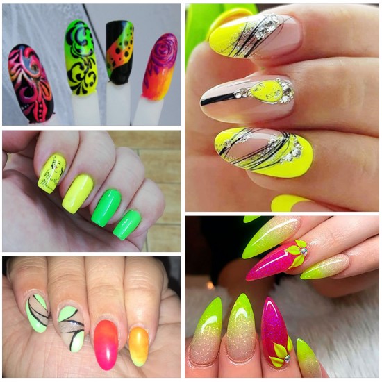 Дизайн ногтей с пигментами цветными (55 фото)