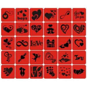  Valentine1 ensemble de pochoirs de tatouage bio 30 pcs.