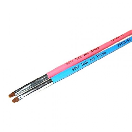 Пензель для гелю рожева ручка напівкруглий ворс №4-59156-China-Щітки, пилки, АФС