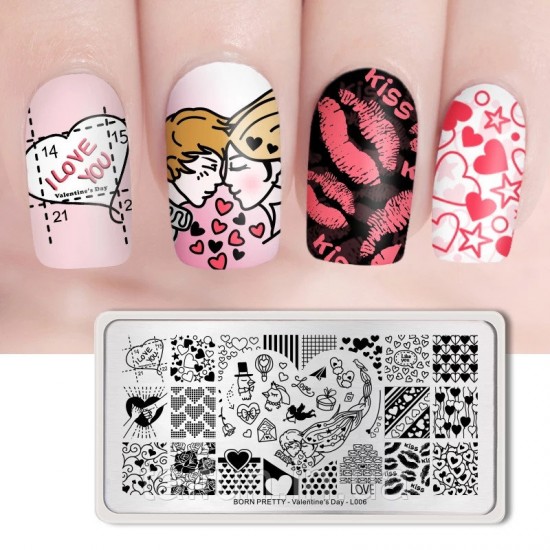 Stamp plate Born Pretty BP-L006 Valentines Day, 63780, Stamping Born Pretty,  Health and beauty. All for beauty salons,All for a manicure ,Decor and nail design, buy with worldwide shipping