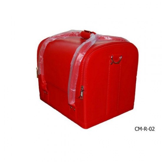 Mala master couro sintético 2700-1 vermelho fosco-61132-Trend-Malas de mestre, bolsas de manicure, bolsas de cosméticos